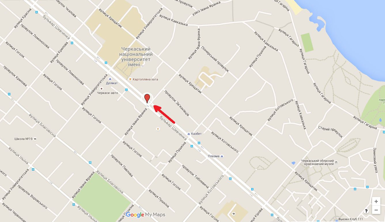 Білборд/Щит, Черкаси, бул. Шевченка - вул.Франка (від центру)