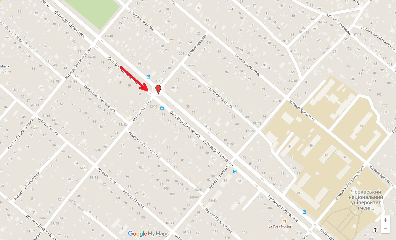 Білборд/Щит, Черкаси, бул. Шевченка - вул. Казбетська (в центр)