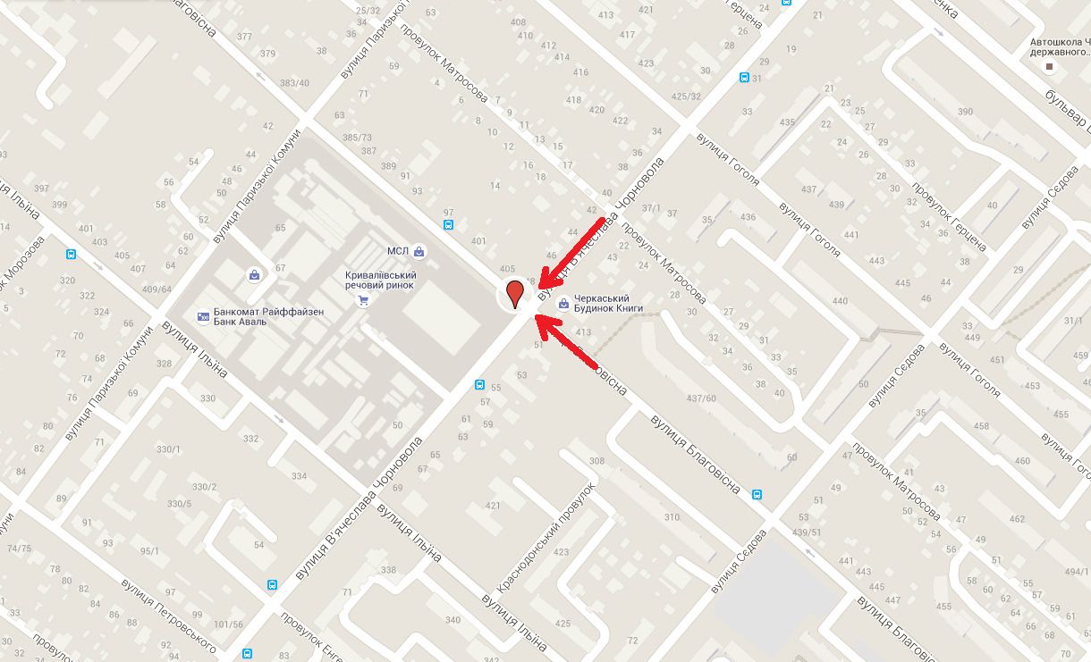 Білборд/Щит, Черкаси, вул. Чорновола - вул. Благовісна