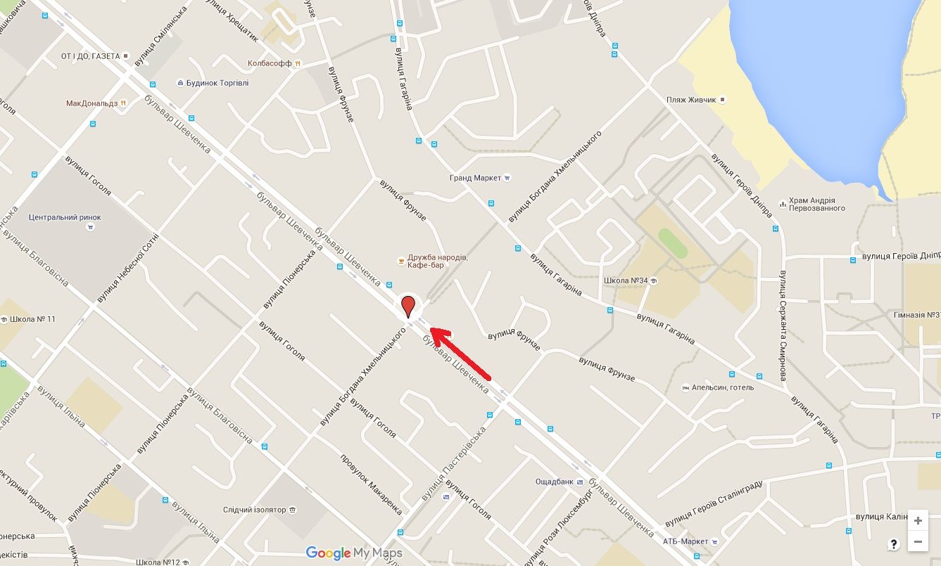 Білборд/Щит, Черкаси, бул. Шевченка - вул. Б.Хмельницького