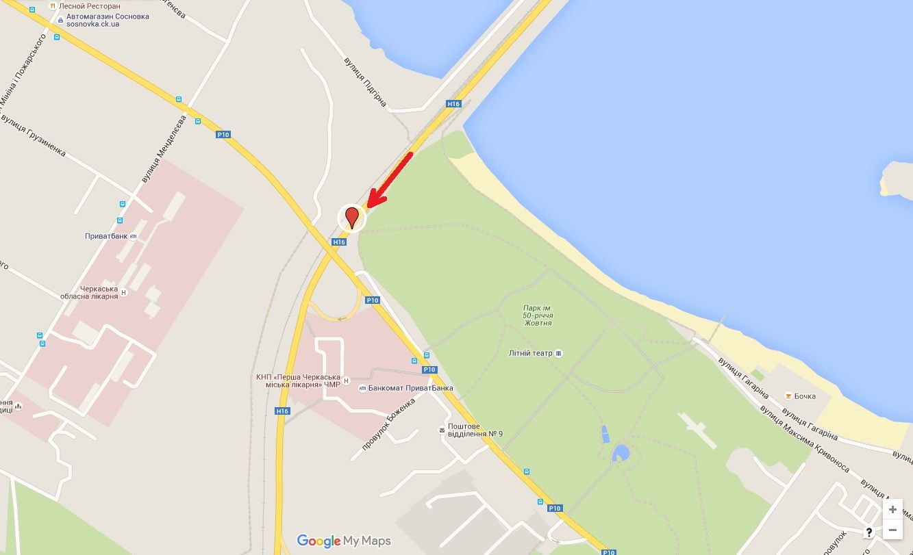 Білборд/Щит, Черкаси, Золотоніське шосе, біля дамби_в'їзд в місто