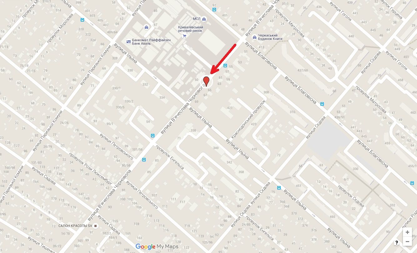 Білборд/Щит, Черкаси, вул. Чорновола - вул. Надпільна (біля маг. Декор)