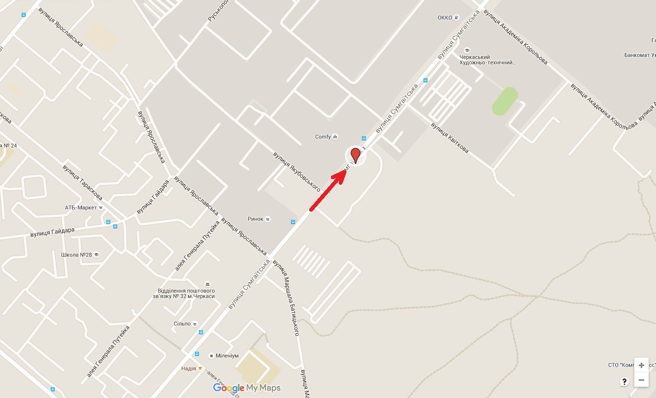 Білборд/Щит, Черкаси, вул. Сумгаїтська, 17 (напроти ТЦ Фуршет)