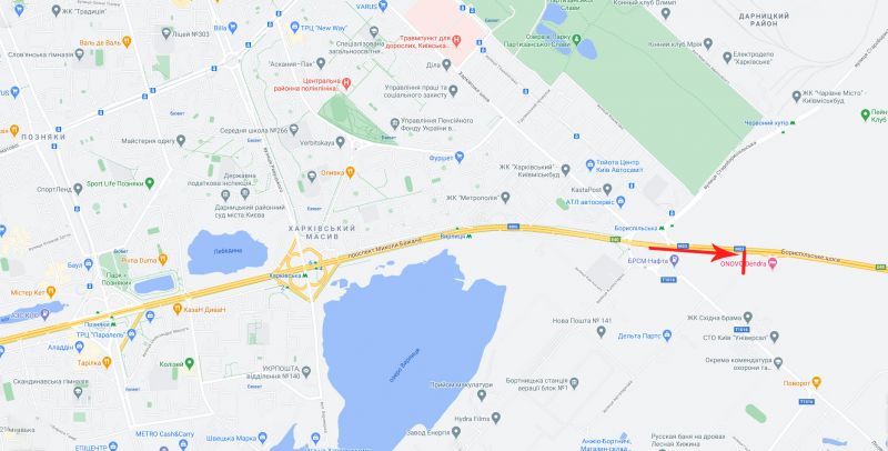 Суперсайт/Мегаборд, Київ, Бориспільське шосе, 18 км. , поруч готель "Onovo Dendra", напрямок руху з Києва