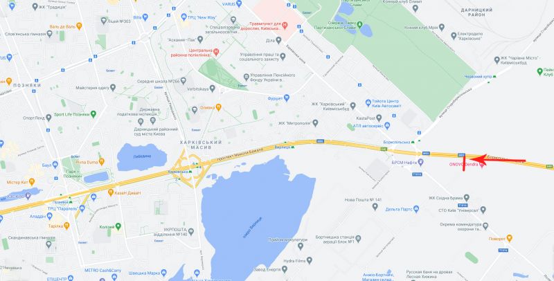 Суперсайт/Мегаборд, Київ, Бориспільське шосе, 18 км. , поруч готель "Onovo Dendra", напрямок руху в Київ