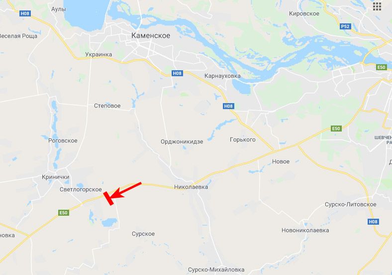 Білборд/Щит, Траси, Криворізьке шосе - на повороті до с. Кринички, с. Світлогірське, в сторону м. Кривий Ріг