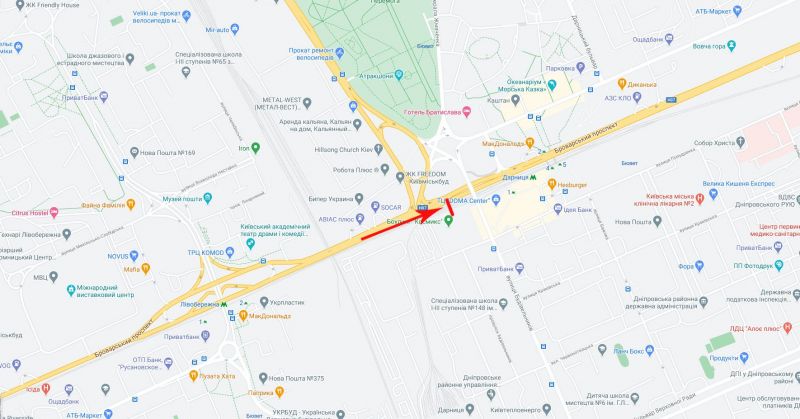 Билборд/Щит, Киев, Броварський пр-т, рух в напрямку ст. м. "Дарниця"