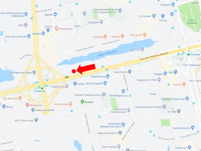 Ролер/Призматрон, Київ, Бажана пр., 1Л, біля ТЦ "Park Plaza", між ст.м. "Позняки" і "Осокорки", в сторону Південного мосту