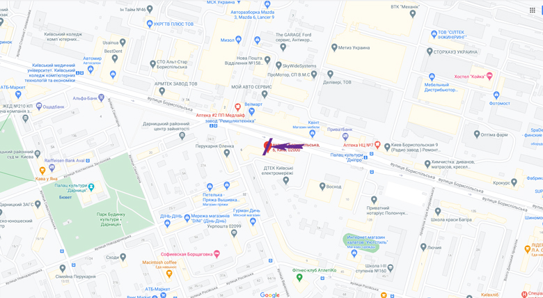 Білборд/Щит, Київ, вул. Бориспільська, суп-ти Велмарт та АТБ
