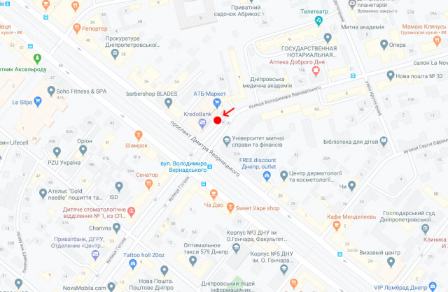 Реклама на остановках, Днепр, Вул.Володимира Вернадського, біля буд.1/ул. Дзержинского, 1