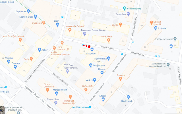 Реклама на остановках, Днепр, Вул.Глінки, біля буд.17/ул. Глинки, 17