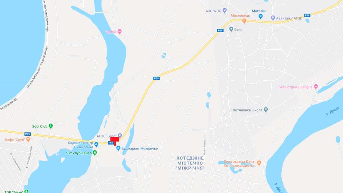 Білборд/Щит, Траси, с. Хотянівка, автомобільна дорога Р-69 “Київ-Вишгород-Десна-Чернігів”,150 м. після повороту на с. Осещина за автобусною зупинкою у напрямку м.Вишгород в с. Хотянівка, праворуч