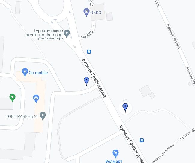 Білборд/Щит, Біла Церква, Вул. Грибоєдова, торгівельне містечко біля АЗС ОККО