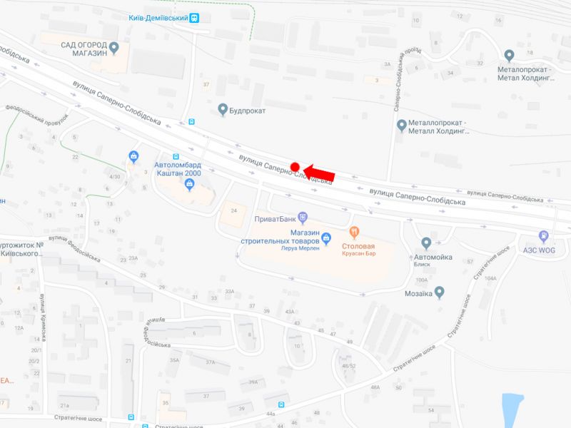 Led екран/Відеоборд, Київ, Саперно-Слобідська вул., 26, навпроти супермаркету "Leroy Merlin", на світлофорі, в бік пл. Деміївської, (ролик 10 сек, 1 вихід/1,5 хвилини)