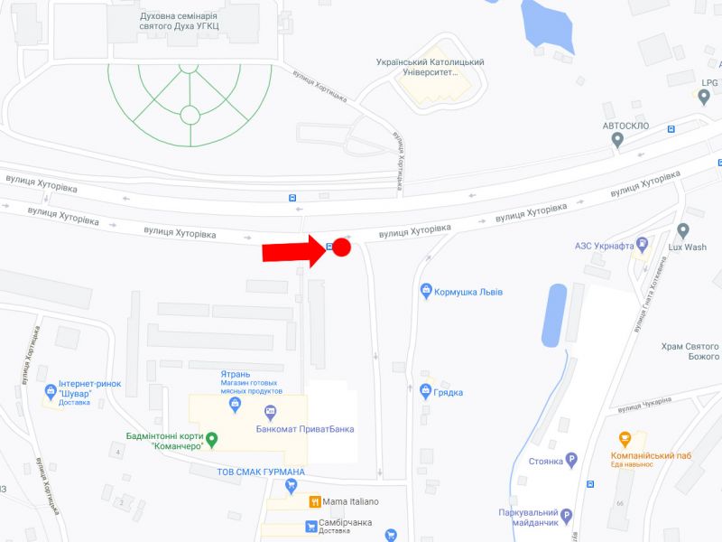Ситилайт, Львов, Хуторівка вул., 4, зуп. "Духовна семинарія" (ліва), в сторону пр. Червона Калина