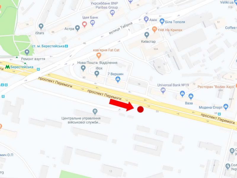 Led екран/Відеоборд, Київ, Берестейський пр. (колиш. пр. Перемоги), 76, навпроти, в сторону ст.м. "Шулявська", центр, (ролик 10 сек, 1 вихід/1,5 хвилини)