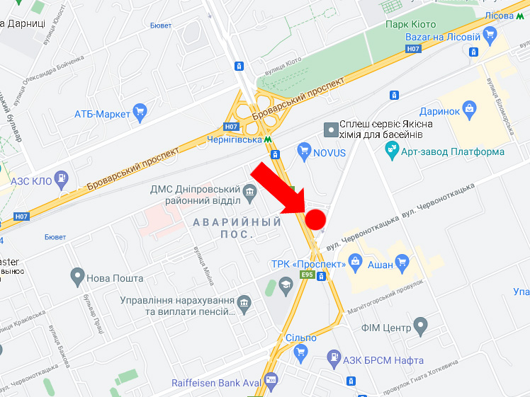 Білборд/Щит, Київ, Хоткевича вул. - пр. Гагаріна, біля ТРЦ "Проспект", супермаркету "Ашан", на світлофорі, в сторону пр. Гагаріна