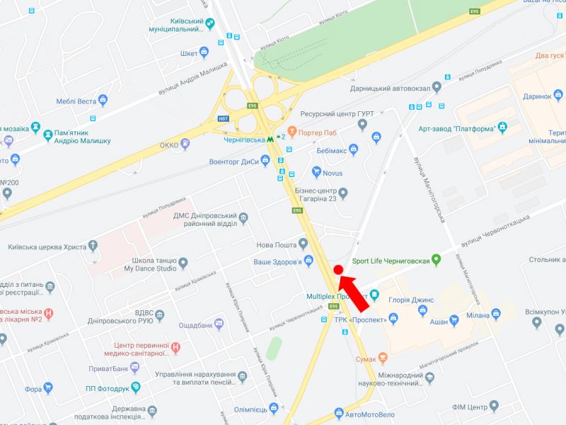 Led екран/Відеоборд, Київ, Хоткевича вул. - пр. Гагаріна, біля ТРЦ "Проспект", супермаркету "Ашан", на світлофорі, в сторону ст.м. "Чернігівська", (ролик 10 сек, 1 вихід/1,5 хвилини)