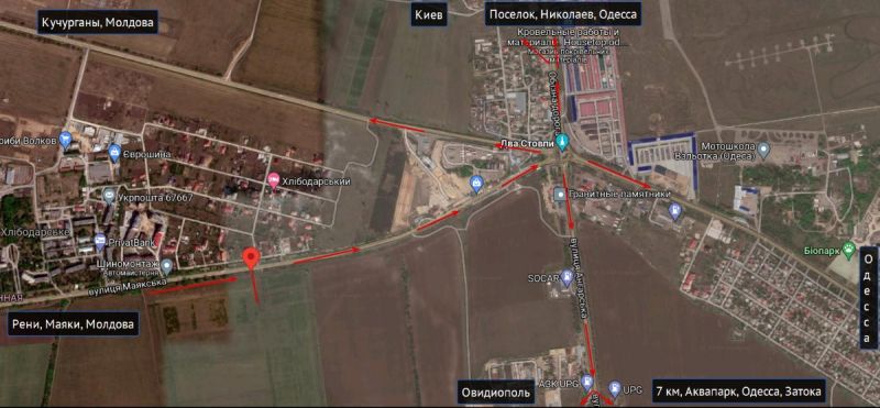 Билборд/Щит, Трассы, Одеса - Рені транспорт прямує в м. Одеса (1 км до 2х стовпів)
