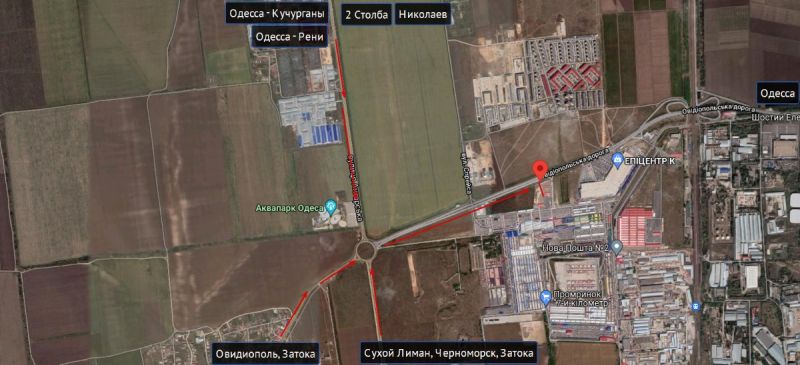 Билборд/Щит, Трассы, Овідіопольська дорога 7 км - Епіцентр транспорт прямує В м. Одеса (Епіцентр, Метро)