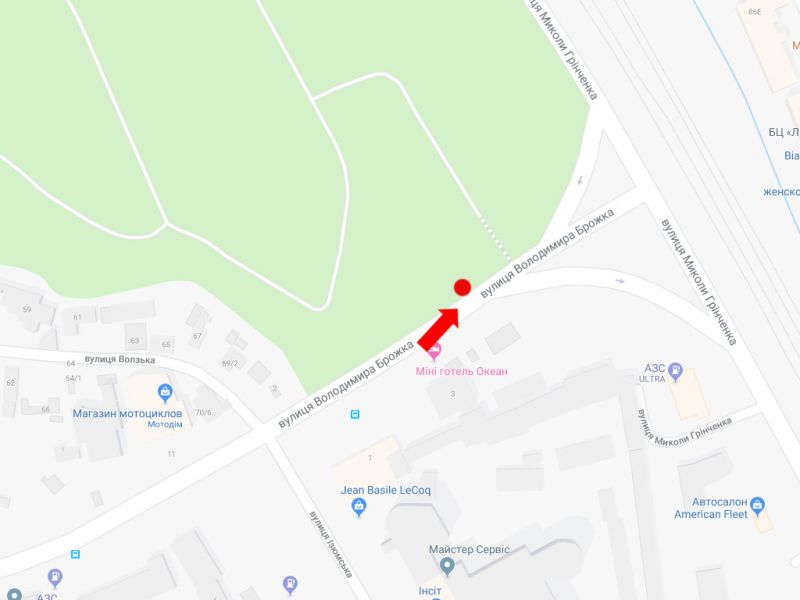 Білборд/Щит, Київ, Брожка вул. (колиш. Кіровоградська вул.) / вул. Грінченка, в бік вул. Грінченка