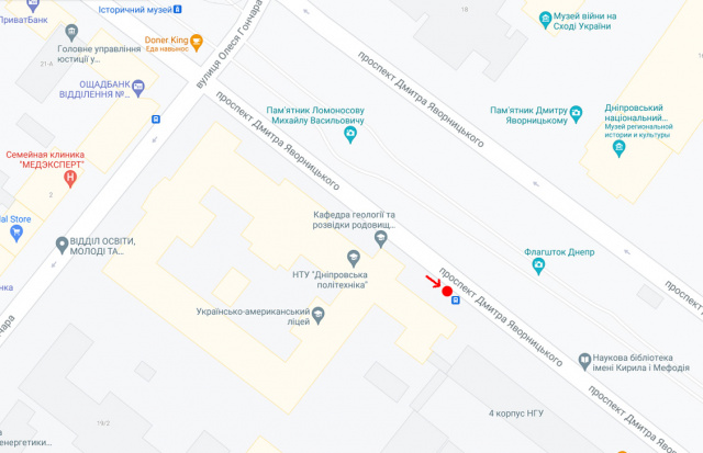 Реклама на остановках, Днепр, Пр.Дмитра Яворницького, біля буд.19, Дніпровська Політехника/Пр.К. Маркса, возле д. 19, Днепровская Политехника