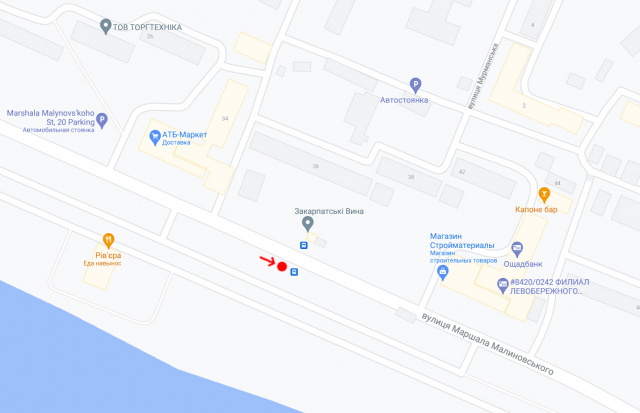 Реклама на остановках, Днепр, Вул.Маршала Малиновського, навпроти буд.36/ул. Маршала Малиновского, напротив д. 36