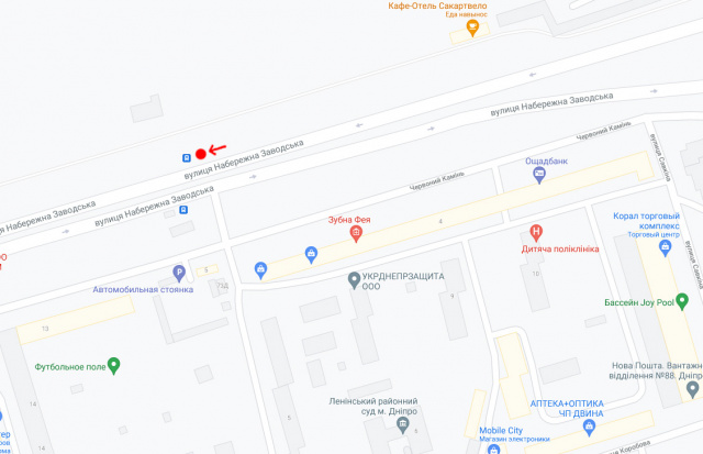 Реклама на остановках, Днепр, Вул.Набережна Заводська, навпроти буд.73Д, ж/м Червоний камінь/ул. Набережная Заводская, напротив д.73Д, жм Красный Камень