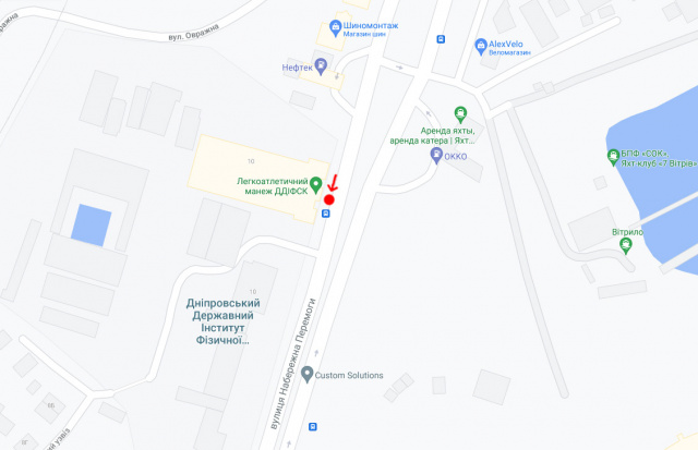 Реклама на остановках, Днепр, Вул.Набережна Перемоги, 10, Інститут фізкультури/ул. Набережная Победы, 10, Институт физкультуры