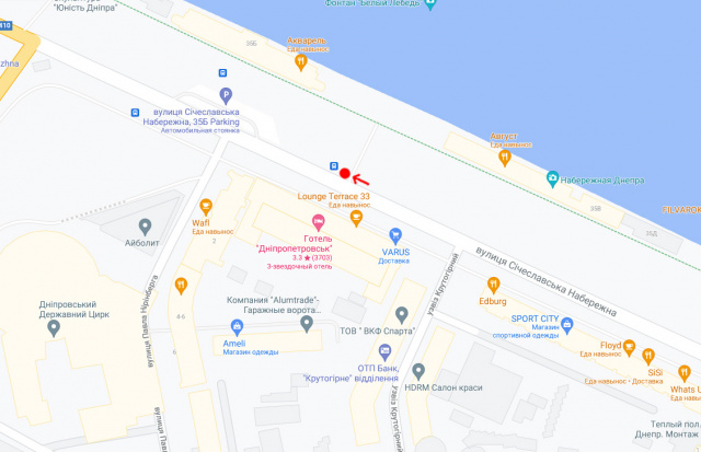 Реклама на остановках, Днепр, Вул.Січеславська Набережна, навпроти буд.33, готель Дніпропетровськ/ул. Набережная Ленина, напротив д. 33, гостиница Днепропетровськ