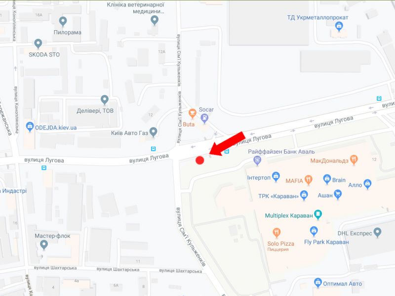 Білборд/Щит, Київ, Лугова вул. - Сім'ї Кульженків вул. (колиш. Дегтяренка вул.), біля ТРЦ "Караван", на світлофорі, в сторону вул. Автозаводська, вул. Вишгородська