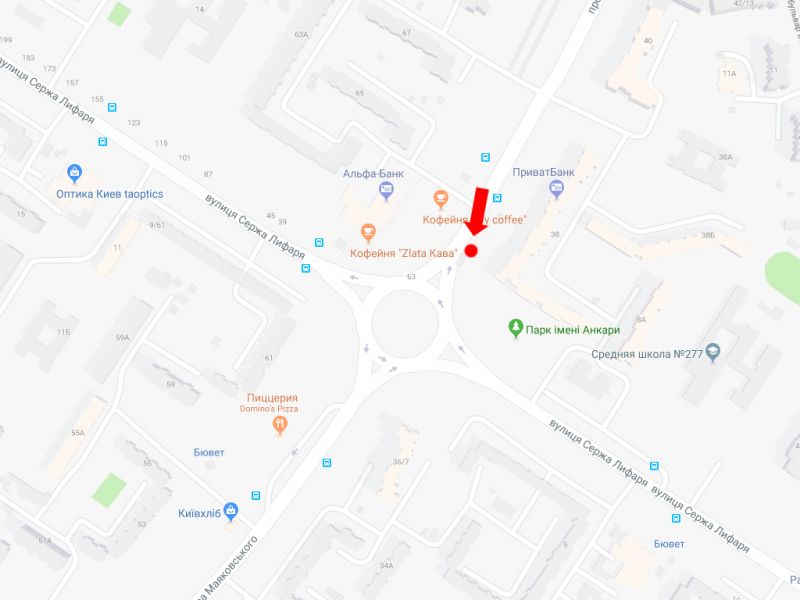 Білборд/Щит, Київ, Маяковського пр., 38/10 - вул. Лифаря (колиш. вул. Сабурова), в центр