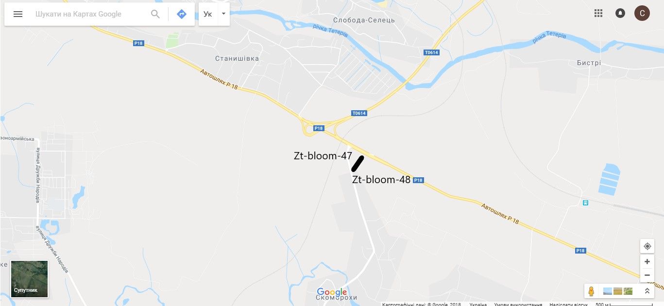 Білборд/Щит, Траси, траса Житомир- Ставище: Р-18 10+200(право)
