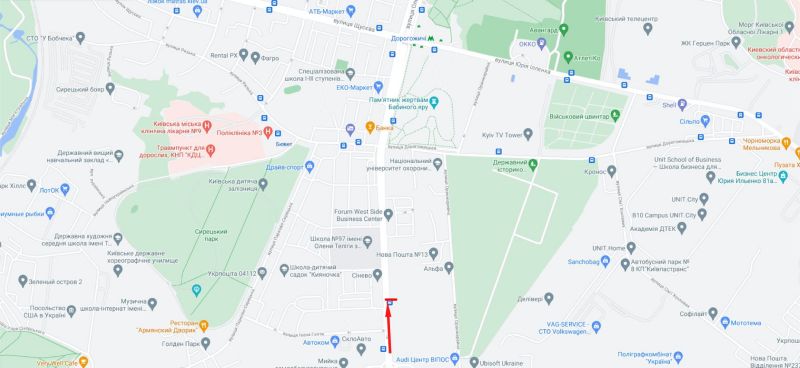 Led екран/Відеоборд, Київ, Теліги О. вул. 3 медичний центр "Сінево", рух в напрямку вул. Дорогожицька