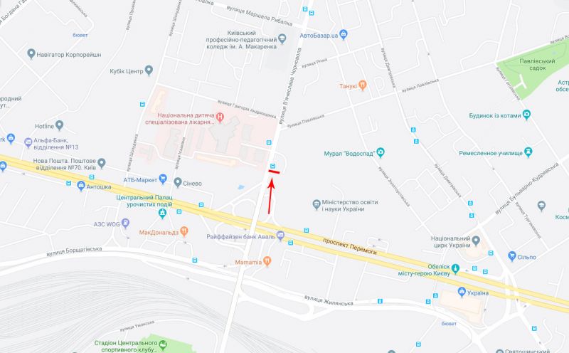 Led екран/Відеоборд, Київ, Чорновола вул. 41, рух в напрямку вул. Павлівська