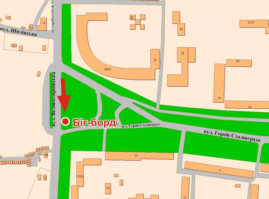 Билборд/Щит, Полтава, В.Тирнівська вул -Г.Сталинграду вул. (разд.п.)(на Алмазний) перехр.