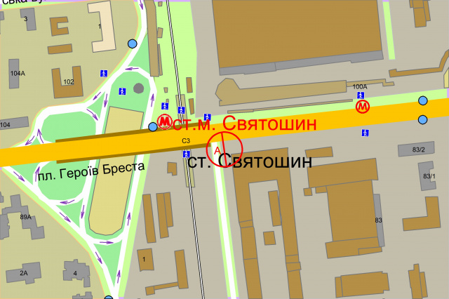 Led екран/Відеоборд, Київ, Берестейський (Перемоги) пр-кт, шляхопровід біля м.Святошин, рух до центру міста