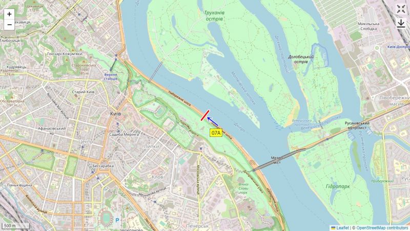 Led экран/Видеоборд, Киев, Набережне шосе, до Пішоходного мосту, Подолу