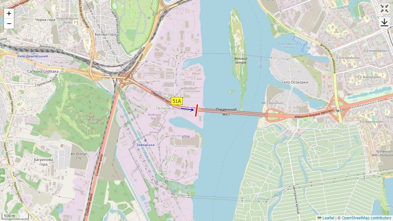 Led екран/Відеоборд, Київ, Південний міст, правий берег, із центру до проспекту Бажана