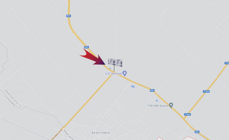 Билборд/Щит, Киев, Бориспільский р-он траса Бровари-Бориспіль-поворот на Проліски - на Бориспіль (А) лівий