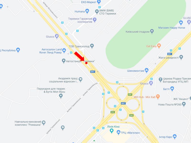 Билборд/Щит, Киев, Кільцева дорога – вул. Теремківська, ТРЦ "Республіка парк", роздільник, у бік пл. Одеської