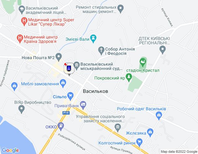 Ситилайт, Васильков, м. Васильків, вул. Грушевського, 2, через 100м після відділення ПУМБ та автобусної зупинки, через 150м після Васильківського Міськрайонного центру зайнятості, через 200м після магазину "Сільпо" та "COMFY", через 300м після повороту на вул. Гоголя, через 3