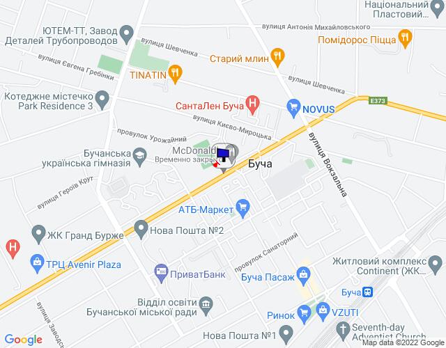 Билборд/Щит, Буча, м. Буча, траса М-07 "Київ-Ковель", км 28+300 право, вул. Нове Шосе, біля автобусної зупинки та McDonald's, навпроти магазину ЕКО-Маркет, за 400м до магазину Novus та поворту на вул. Вокзальна, через 180м після перехрестя з вул. Вишнева та вул. Польова