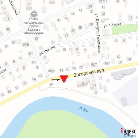 Билборд/Щит, Ужгород, вул.Загорська,61А, автобусна зупинка, рух-Собранецька,Загорська