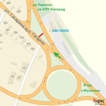 Билборд/Щит, Ужгород, вул.,Карпатської України(Гагаріна) трансп.кільце, АЗС ОККО, в'їзд зі сторони м.Мукачево