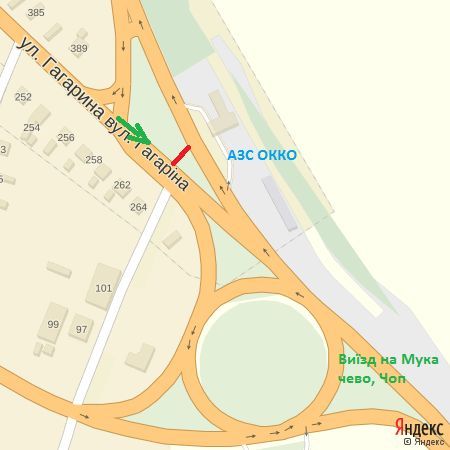 Билборд/Щит, Ужгород, вул.Карпатської України(Гагаріна), трансп.кільце, АЗС ОККО, виїзд на м.Мукачево, напрям.-с.Барвінок,с.Баранинці