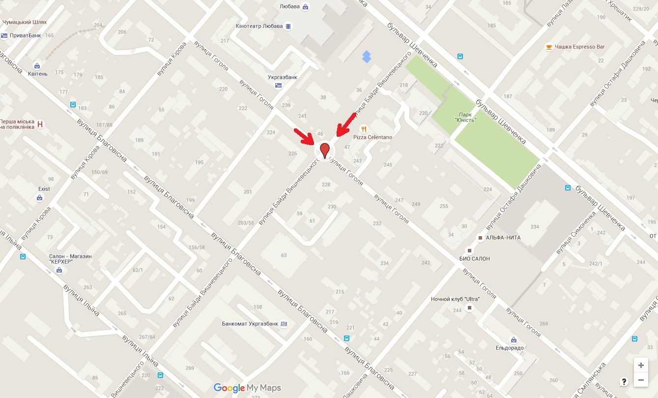 Білборд/Щит, Черкаси, вул. Гоголя - вул. Б.Вишневецького