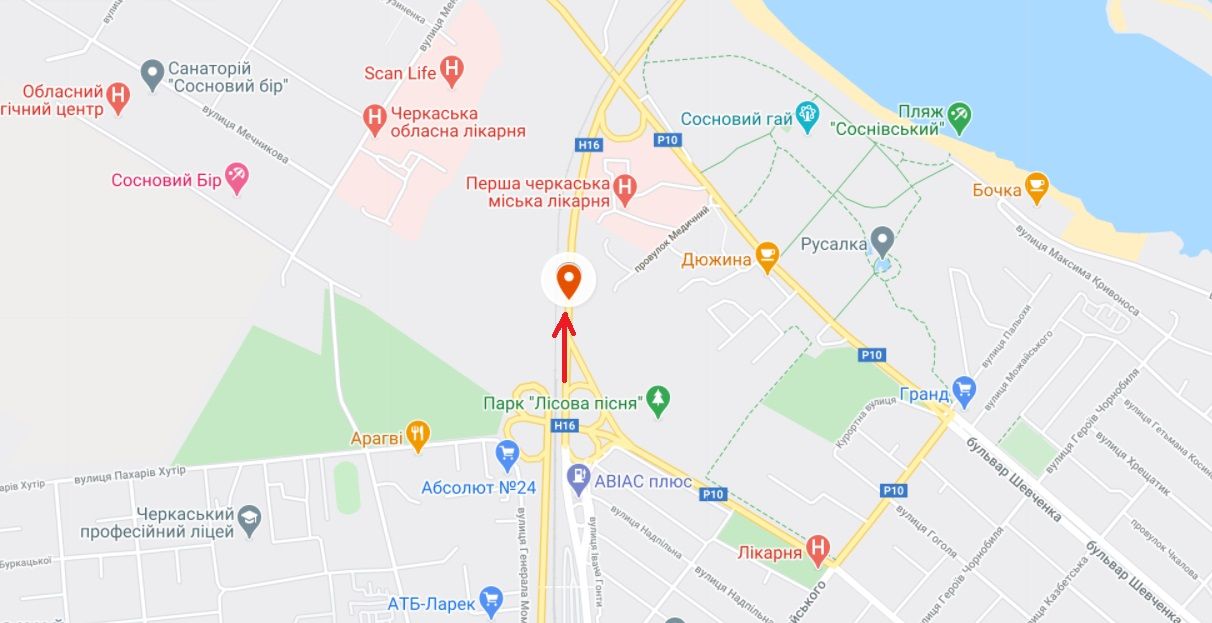 Арка/Реклама на мостах, Черкассы, Золотоніське шосе - вул. Лісова Просіка АРКА (виїзд з міста)