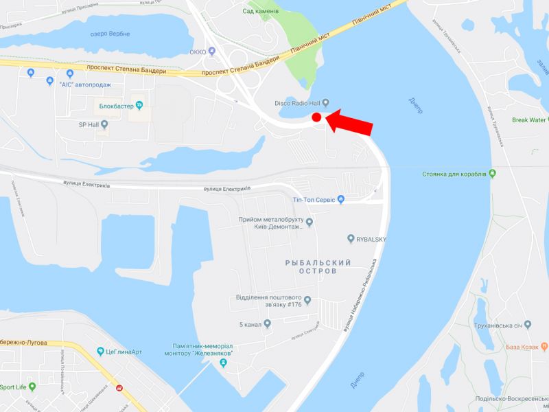 Led экран/Видеоборд, Киев, Набережно-Рибальська вул., навпроти АЗС “Glusco”, коло клубу “Disco Radio Hall”, 550м від Подільсько-Воскресенського мосту, в бік Оболоні, Московського мосту