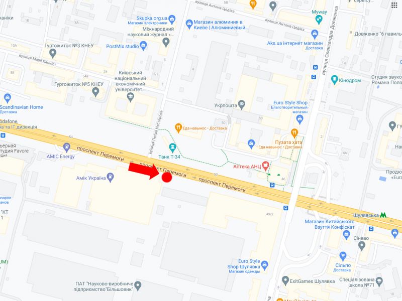 Led екран/Відеоборд, Київ, Берестейський пр. (колиш. пр. Перемоги), 49/2, завод "Більшовик" - навпроти Танка, ст.м."Шулявська", в центр